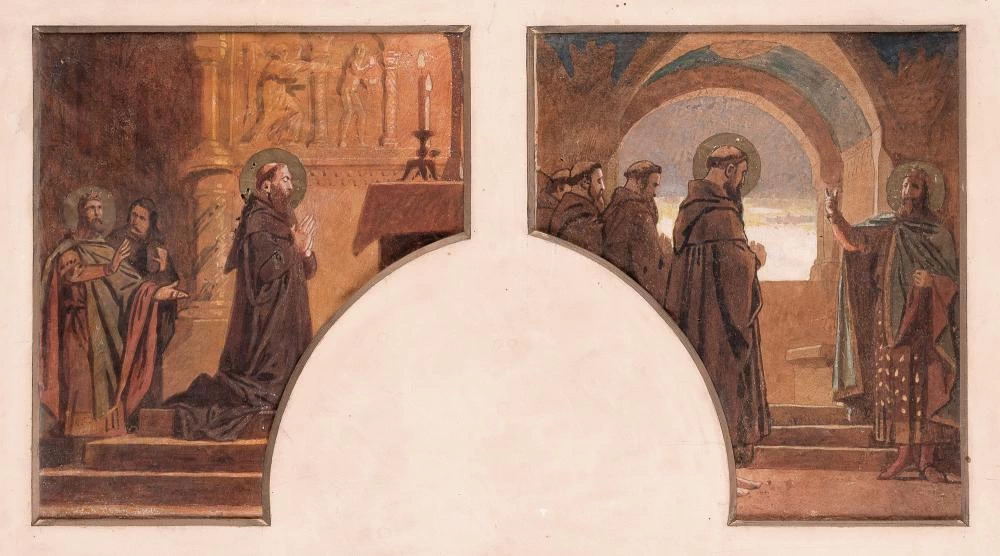 Predicazione di San Moritz (Cattedrale di Pécs, disegno dell'affresco della Cappella di San Moritz)